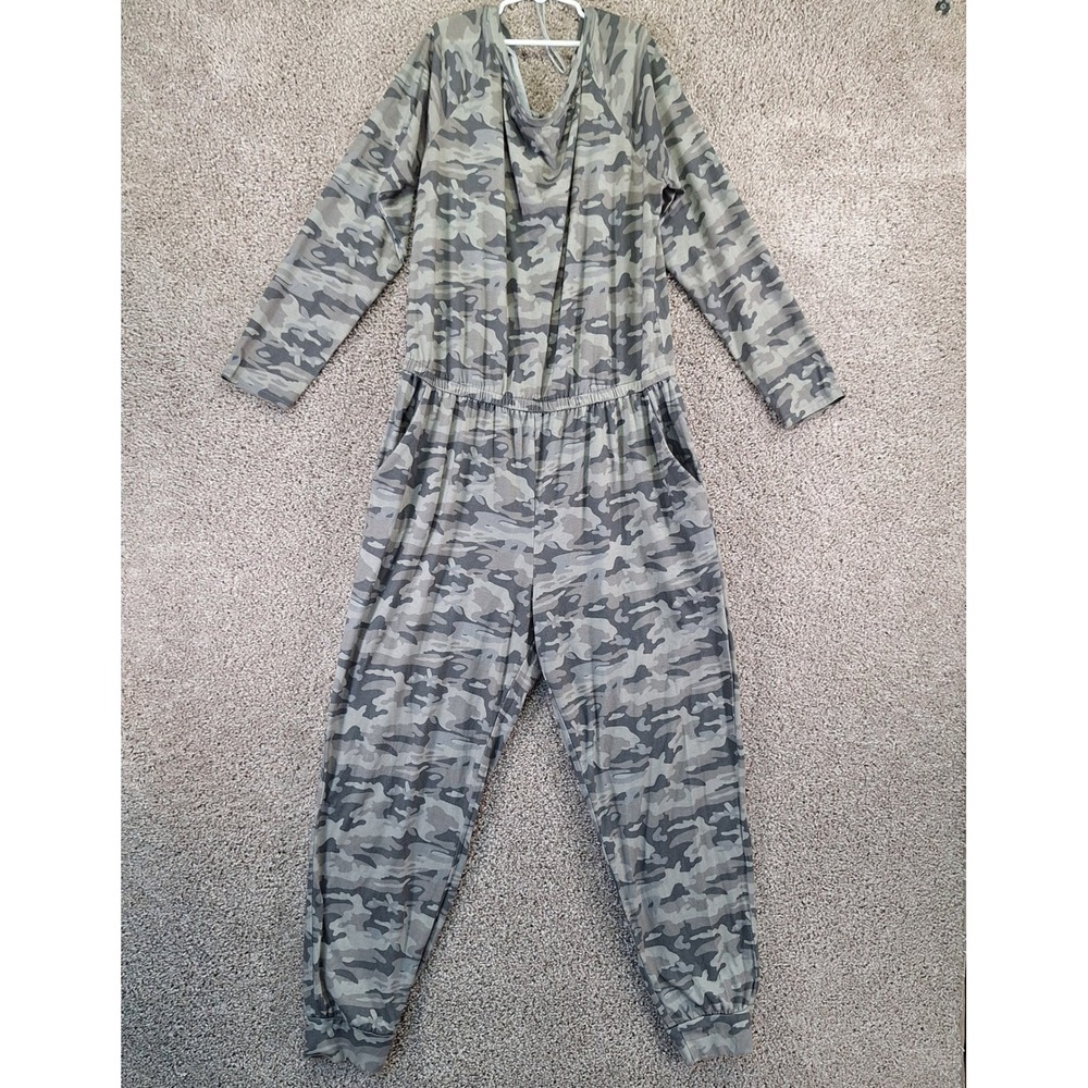 PrettyGarden Jumpsuit Women XL Grey Camo Long Sleeve Casual Loungewear Jogger
